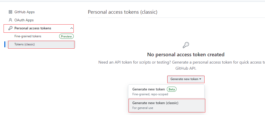 创建personal access token